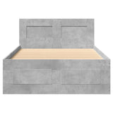 Cadre de lit avec tête de lit sans matelas gris béton 75x190 cm