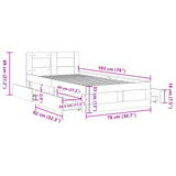 Bettgestell mit Kopfteil ohne Matratze Sonomagrau 75x190cm