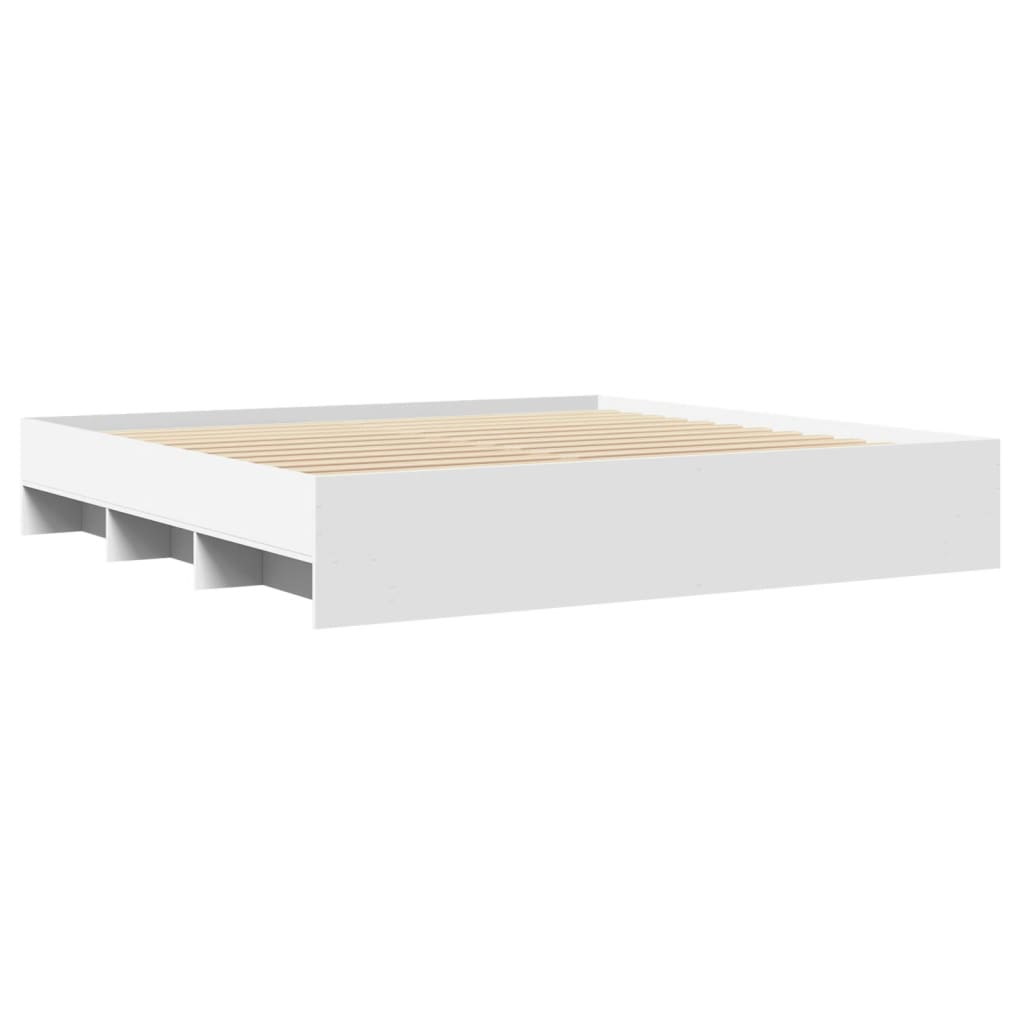 Cadre de lit sans matelas blanc 200x200 cm bois d'ingénierie