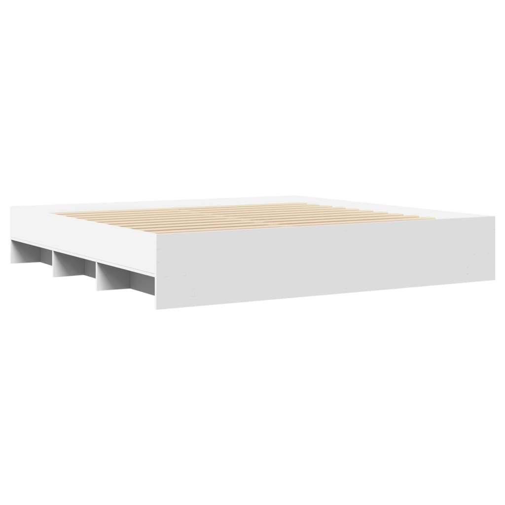 Cadre de lit sans matelas blanc 200x200 cm bois d'ingénierie