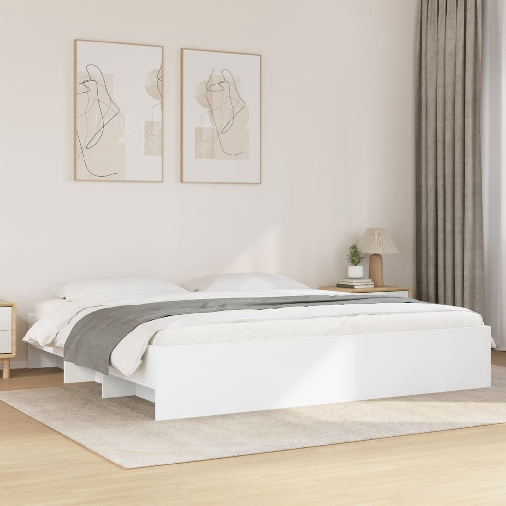 Cadre de lit sans matelas blanc 200x200 cm bois d'ingénierie