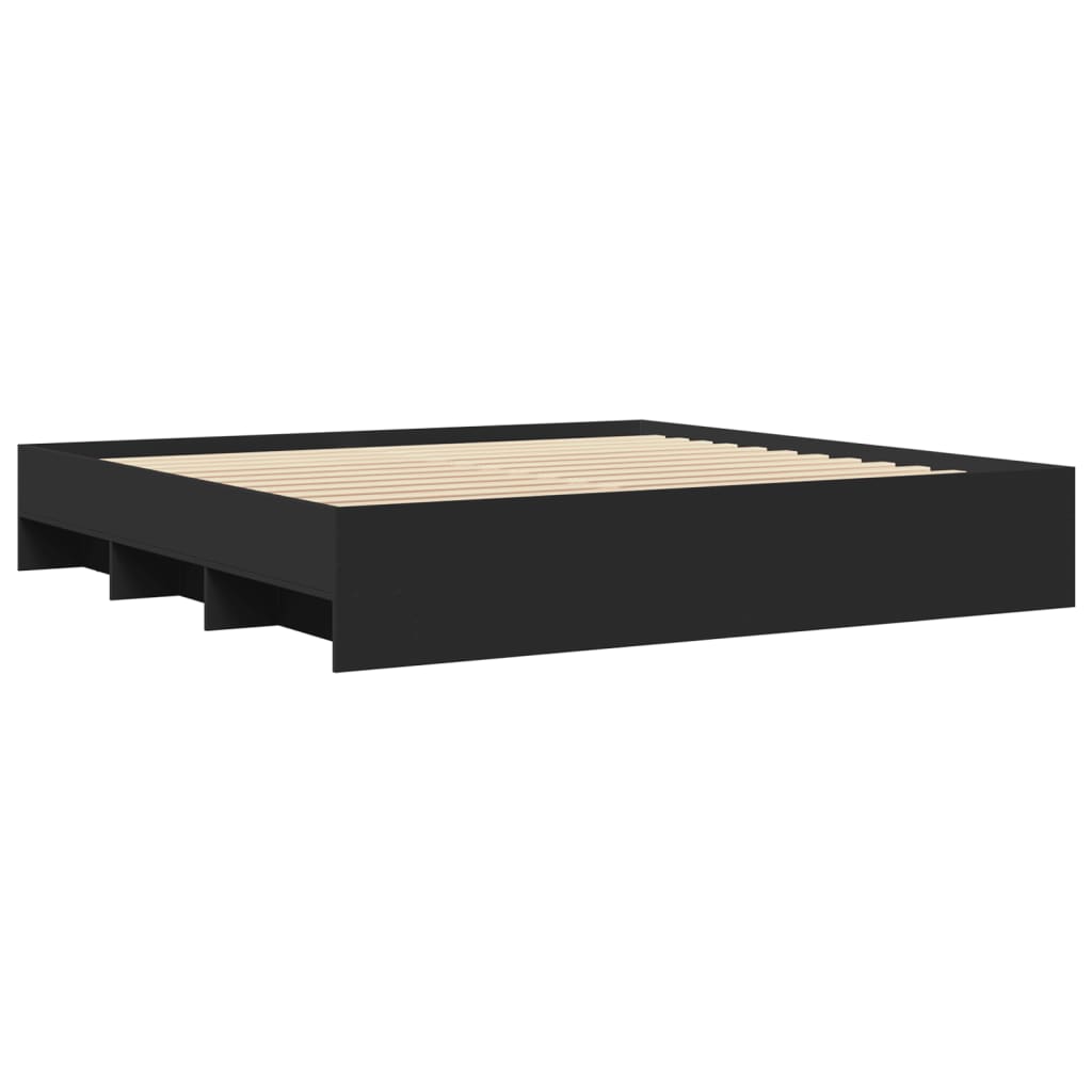 Cadre de lit sans matelas noir 200x200 cm bois d'ingénierie