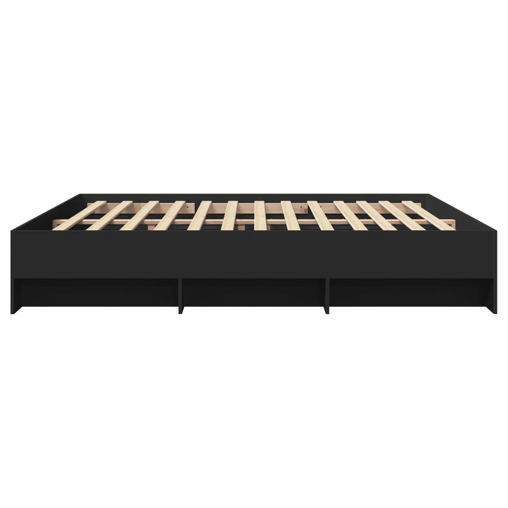 Cadre de lit sans matelas noir 200x200 cm bois d'ingénierie