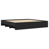 Cadre de lit sans matelas noir 200x200 cm bois d'ingénierie