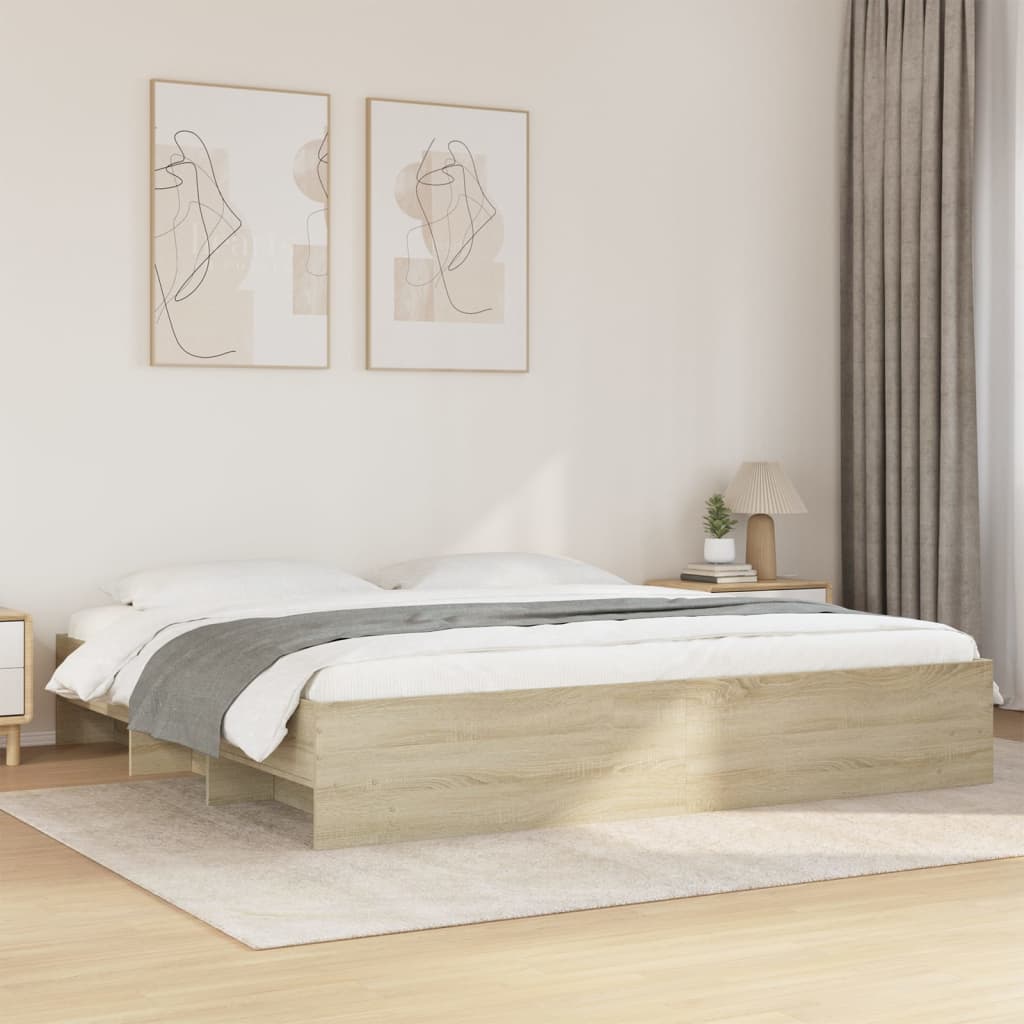 Bed frame without mattress sonoma oak 200x200 cm