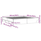 Bettgestell ohne Matratze betongrau 200x200 cm Holzwerkstoff