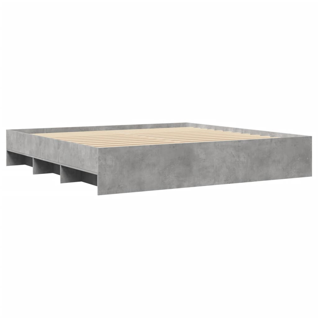 Cadre de lit sans matelas gris béton 180x200 cm bois ingénierie