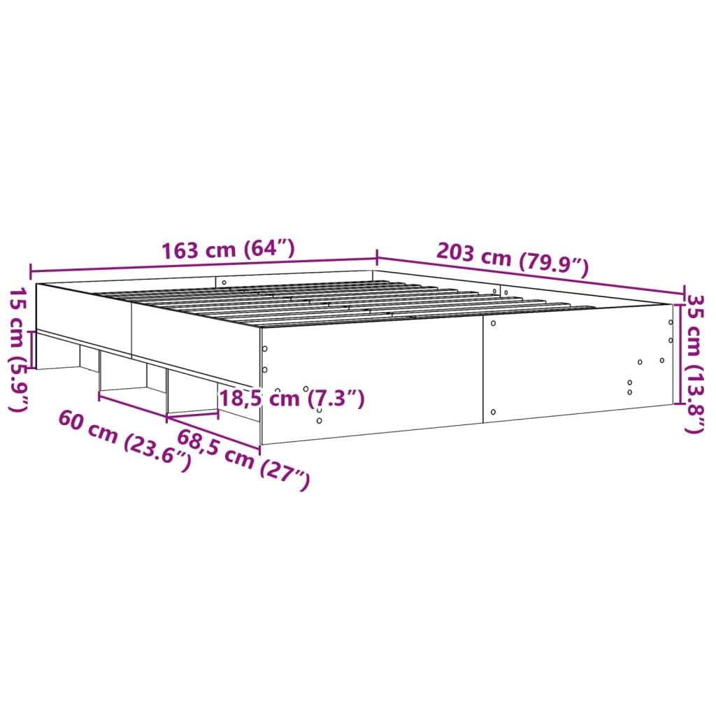 Bettgestell ohne Matratze Sonoma-Eiche 160x200 cm