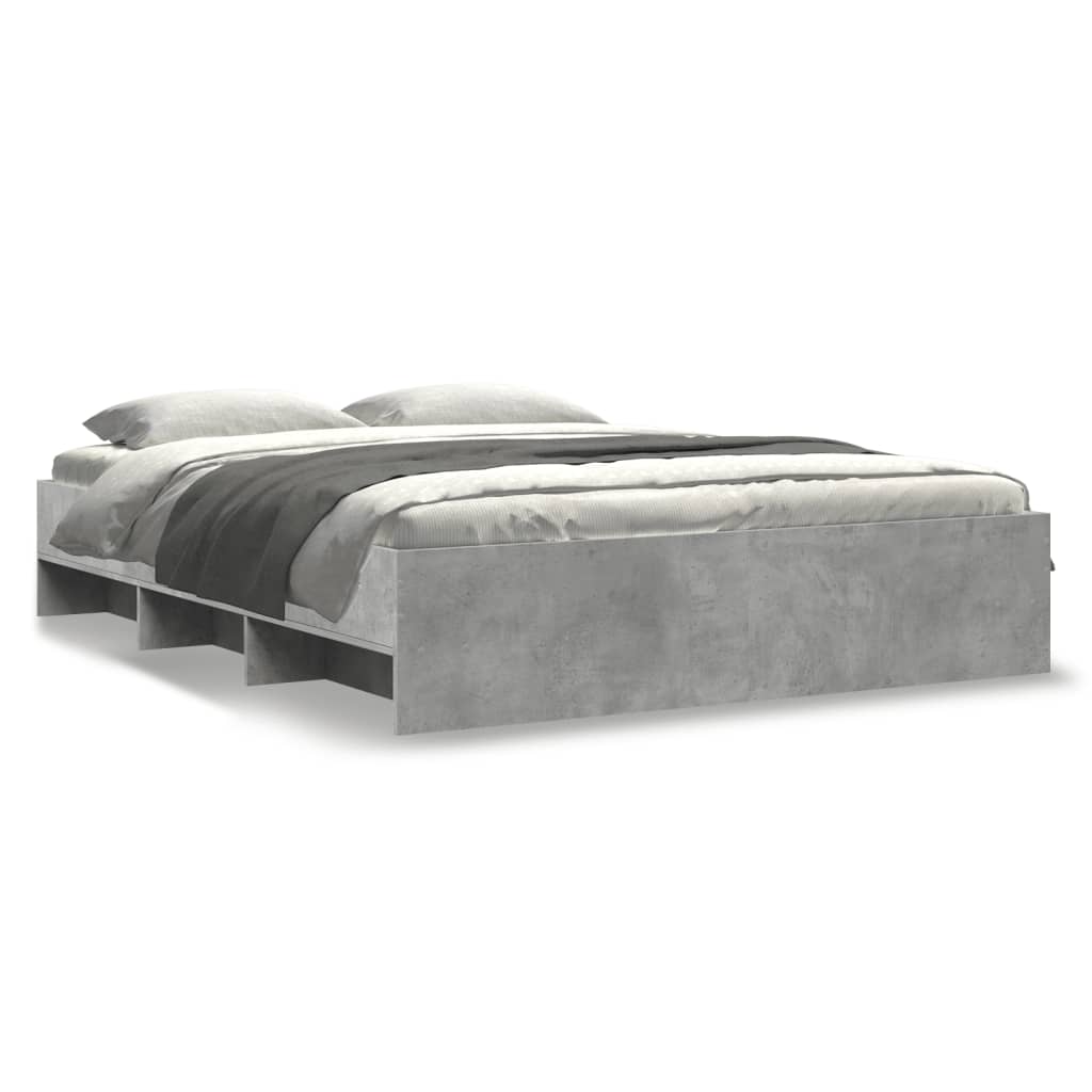 Bed frame without mattress concrete gray 160x200 cm engineered wood