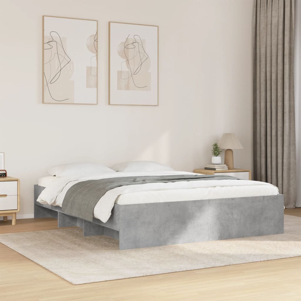 Bed frame without mattress concrete gray 160x200 cm engineered wood