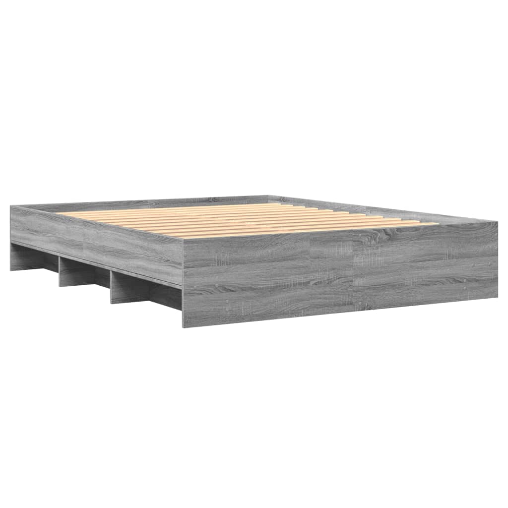 Bed frame without mattress sonoma gray 160x200cm engineered wood