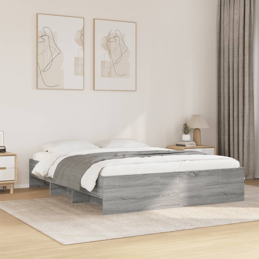 Bed frame without mattress sonoma gray 160x200cm engineered wood