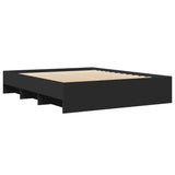 Bed frame without mattress black 150x200 cm engineered wood