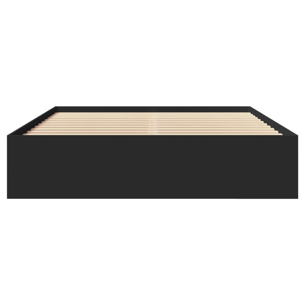 Bed frame without mattress black 150x200 cm engineered wood