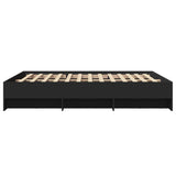 Bed frame without mattress black 150x200 cm engineered wood