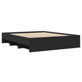 Bed frame without mattress black 150x200 cm engineered wood