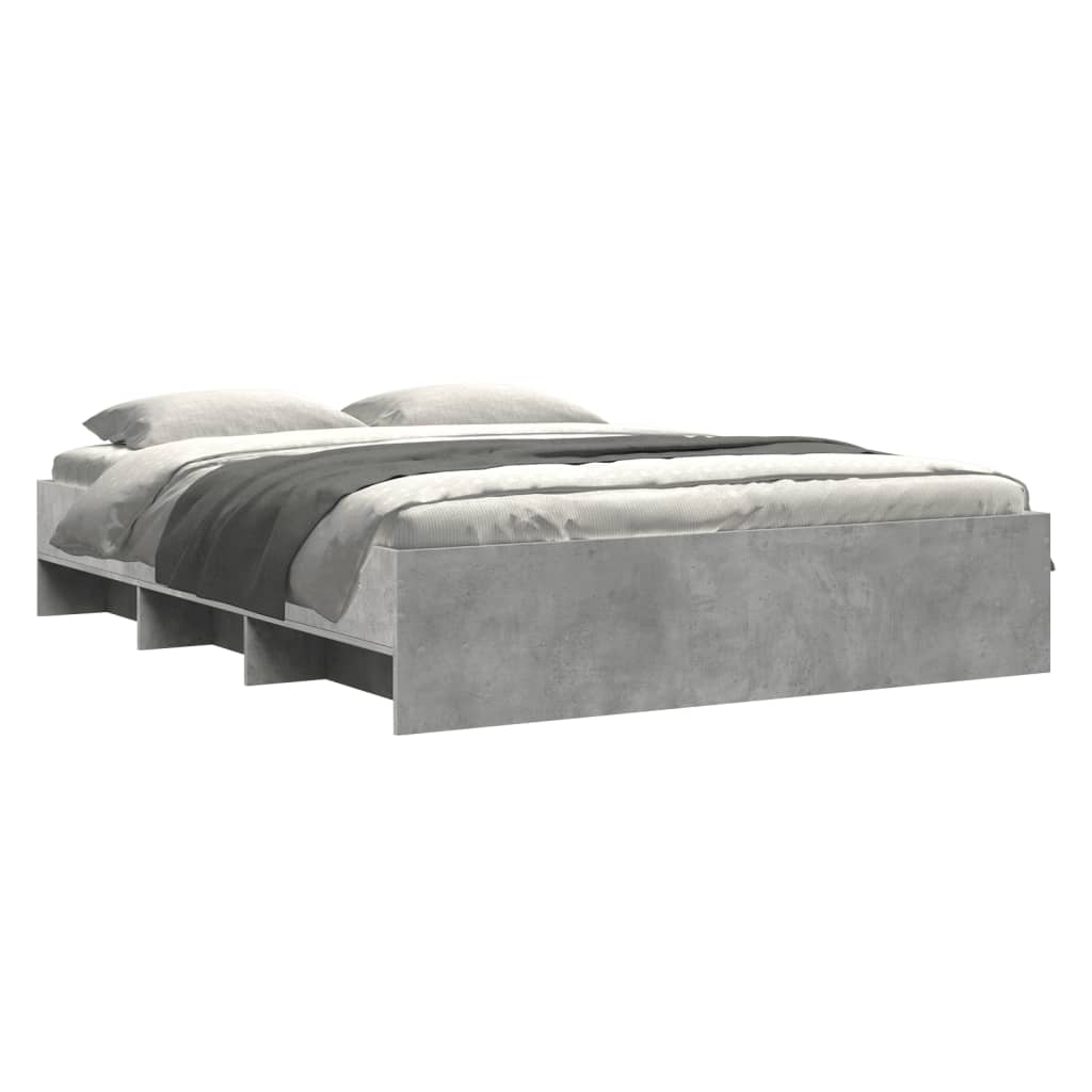 Bed frame without mattress concrete gray 150x200 cm engineered wood