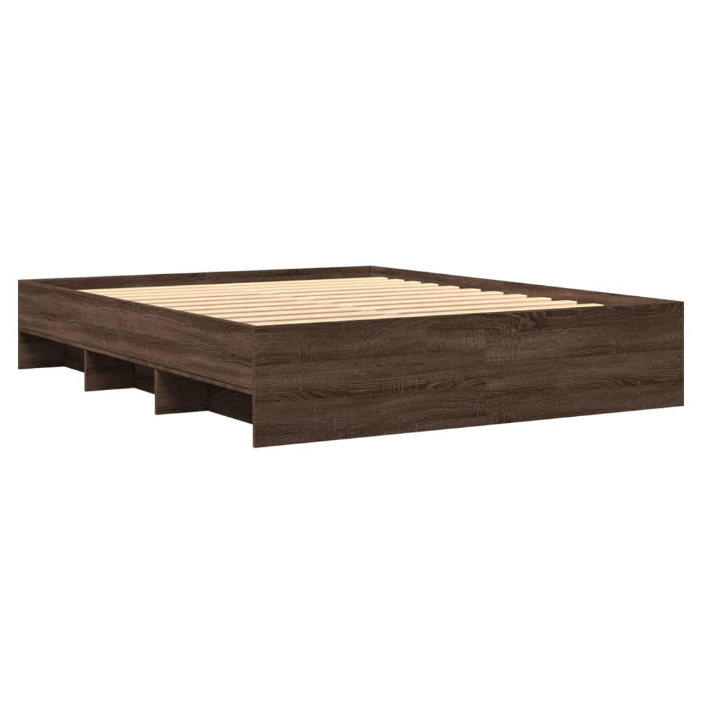 Bed frame without mattress brown oak 150x200 cm