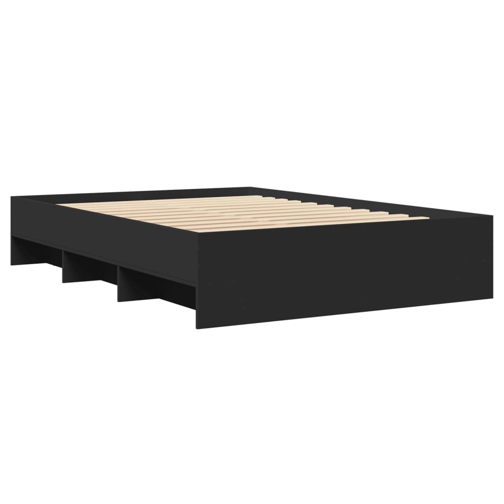 Bed frame without mattress black 140x200 cm engineered wood