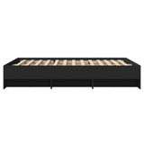 Bed frame without mattress black 140x200 cm engineered wood