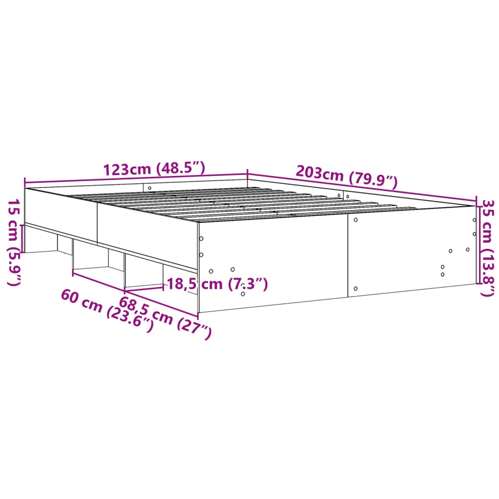 Cadre de lit sans matelas blanc 120x200 cm bois ingénierie