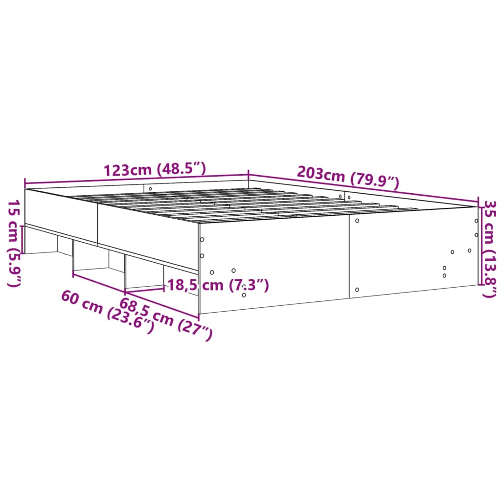 Bettgestell ohne Matratze Sonoma-Eiche 120x200 cm