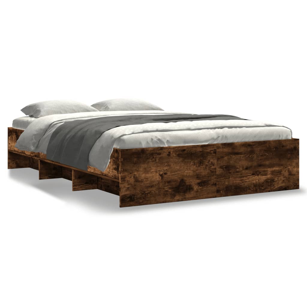 Bed frame without mattress smoked oak 120x200 cm engineered wood