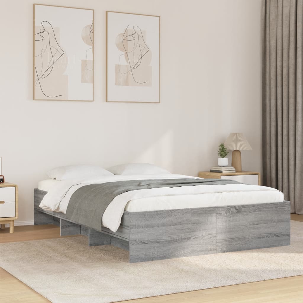 Bed frame without mattress sonoma gray 120x200cm engineered wood