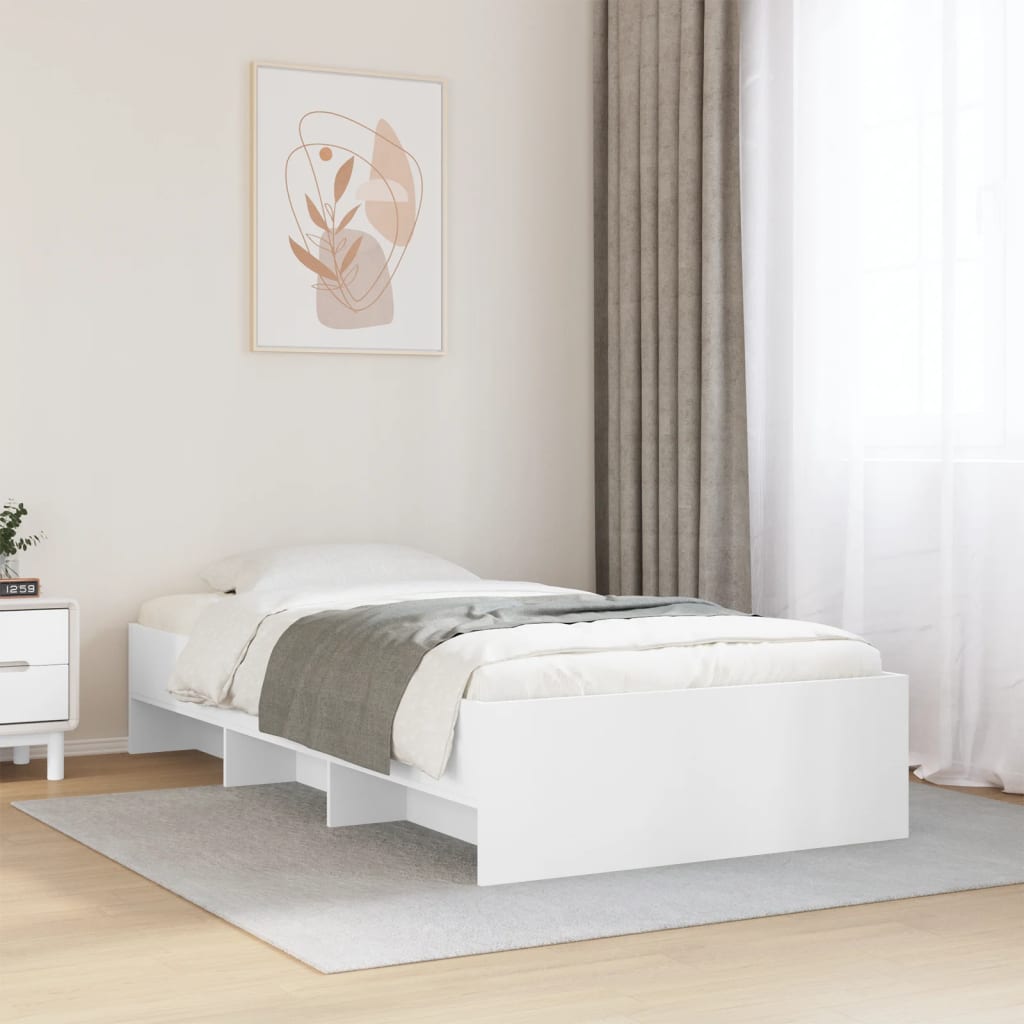 Cadre de lit sans matelas blanc 100x200 cm bois d'ingénierie