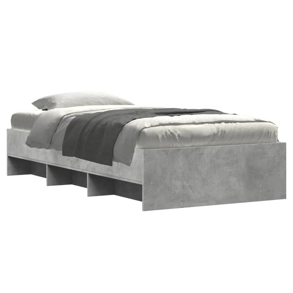 Bed frame without mattress concrete gray 100x200 cm engineered wood