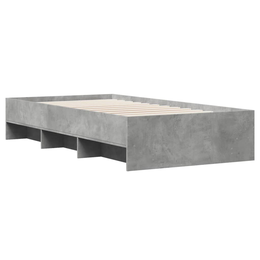 Bed frame without mattress concrete gray 100x200 cm engineered wood