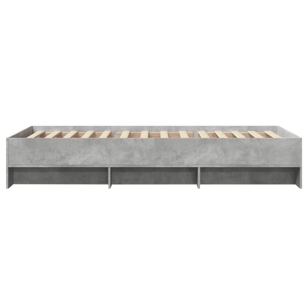 Bed frame without mattress concrete gray 100x200 cm engineered wood