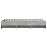 Bed frame without mattress concrete gray 100x200 cm engineered wood