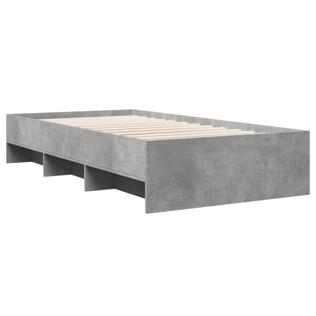 Bed frame without mattress concrete gray 100x200 cm engineered wood