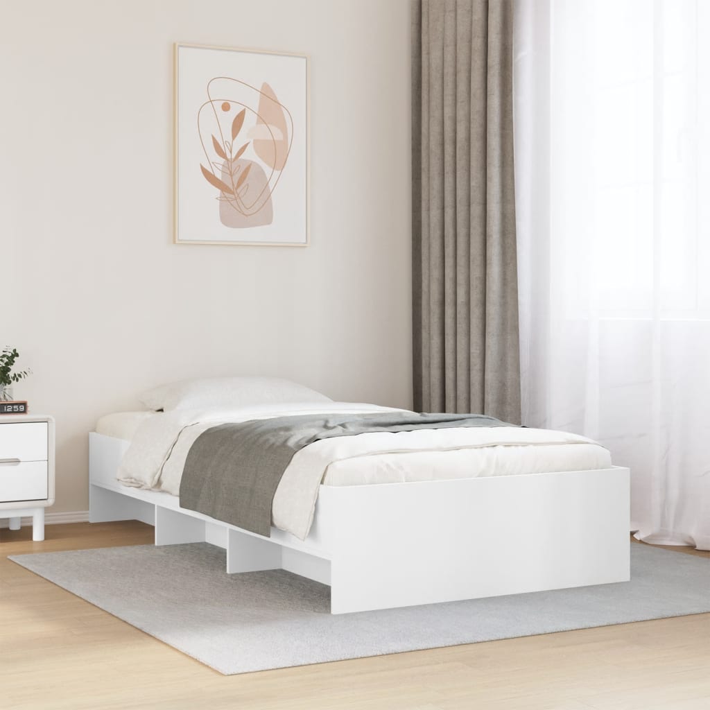 Cadre de lit sans matelas blanc 90x200 cm bois d'ingénierie