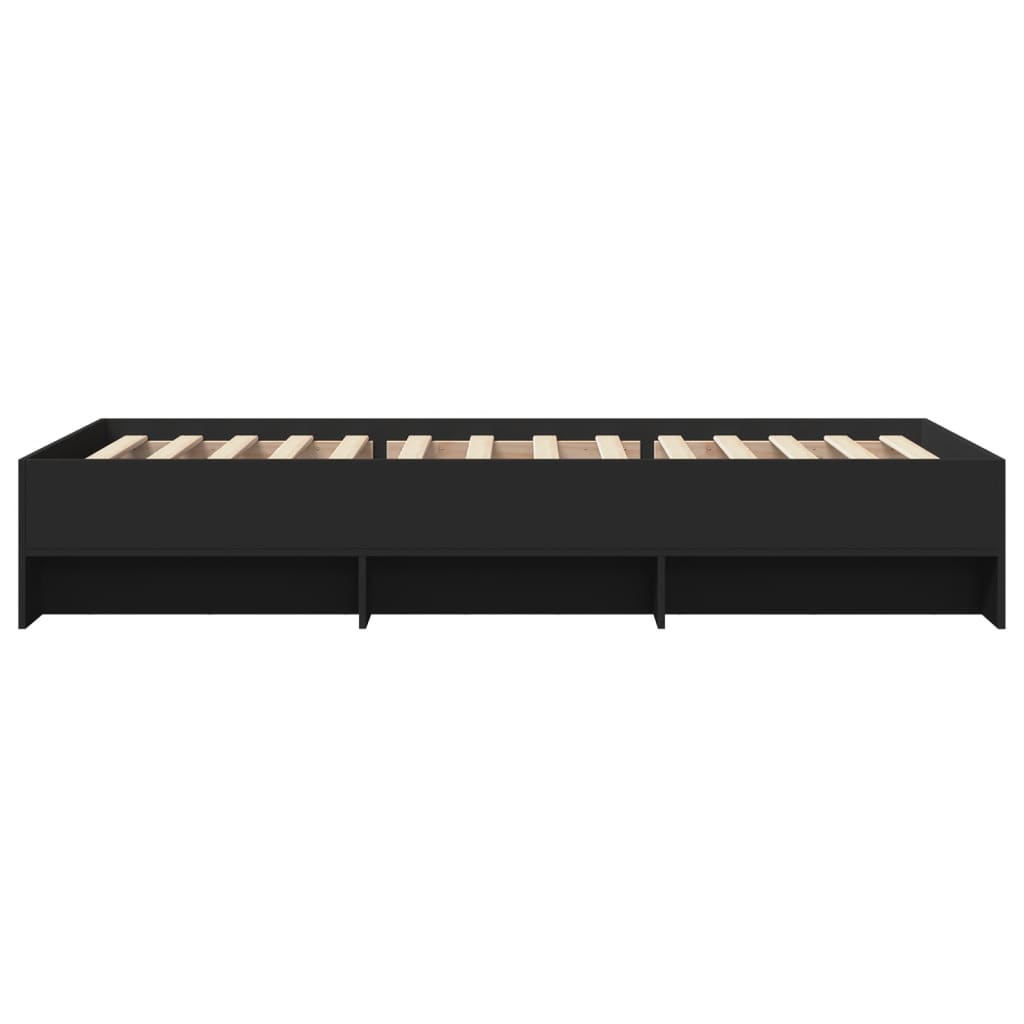 Cadre de lit sans matelas noir 90x200 cm bois d'ingénierie