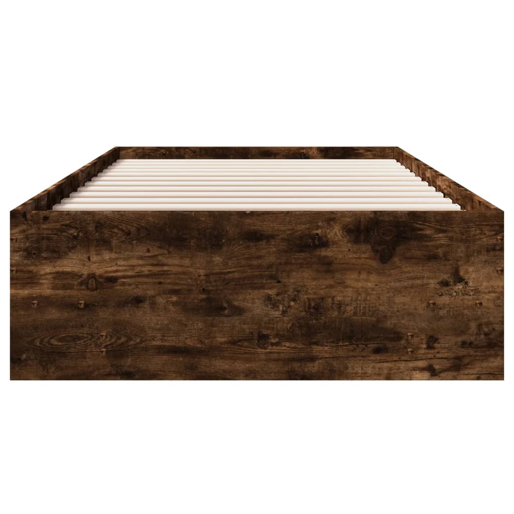 Cadre de lit sans matelas chêne fumé 90x200cm bois d'ingénierie