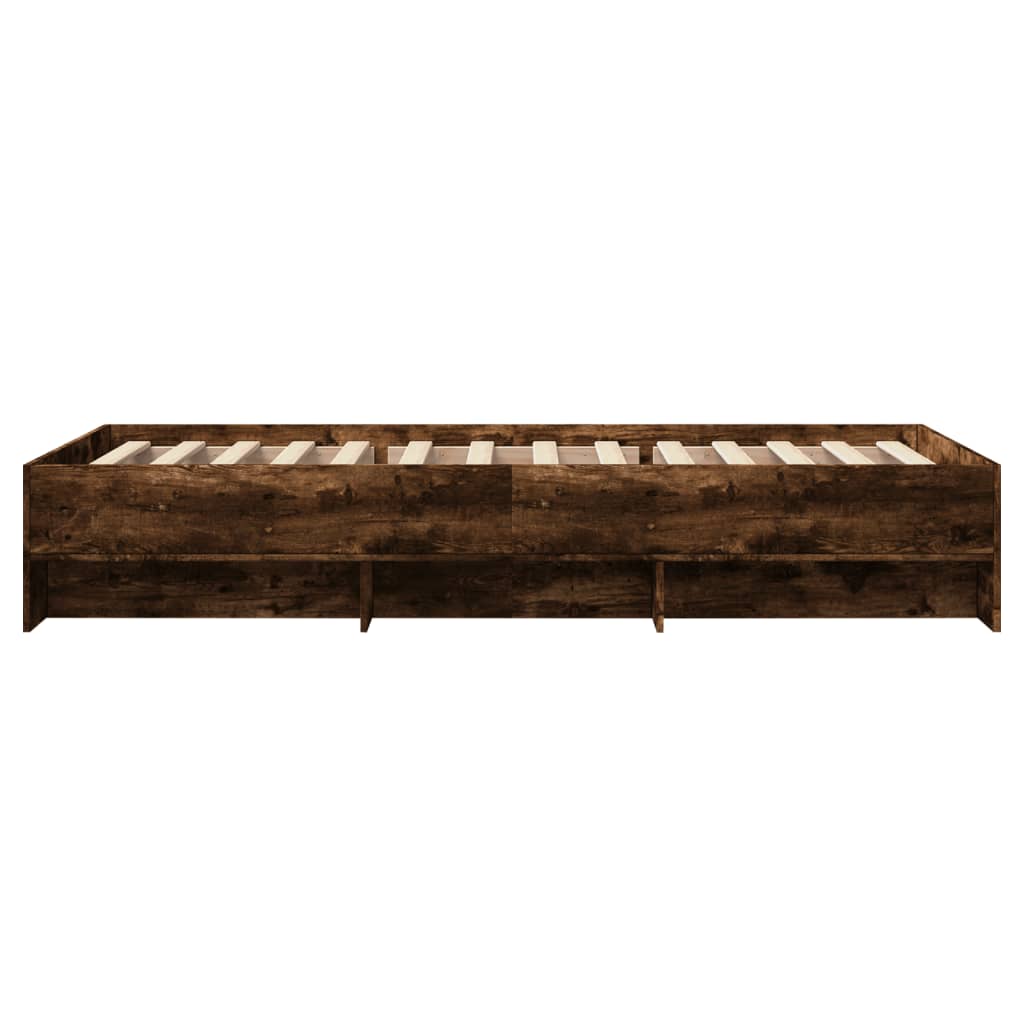 Cadre de lit sans matelas chêne fumé 90x200cm bois d'ingénierie