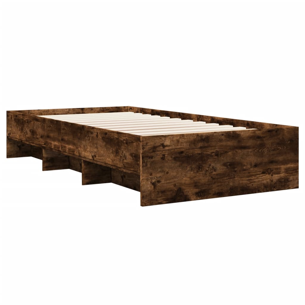 Cadre de lit sans matelas chêne fumé 90x200cm bois d'ingénierie