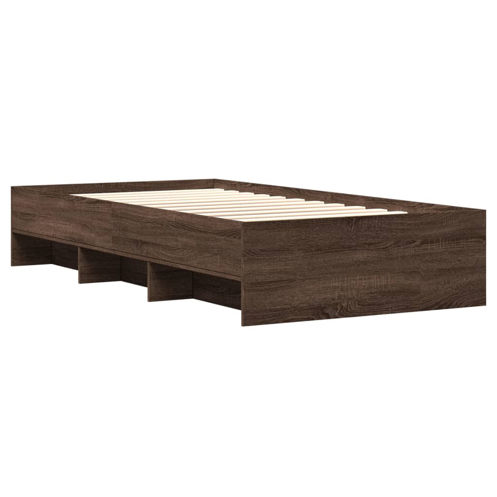 Bettgestell ohne Matratze, braune Eiche, 90 x 200 cm, Holzwerkstoff