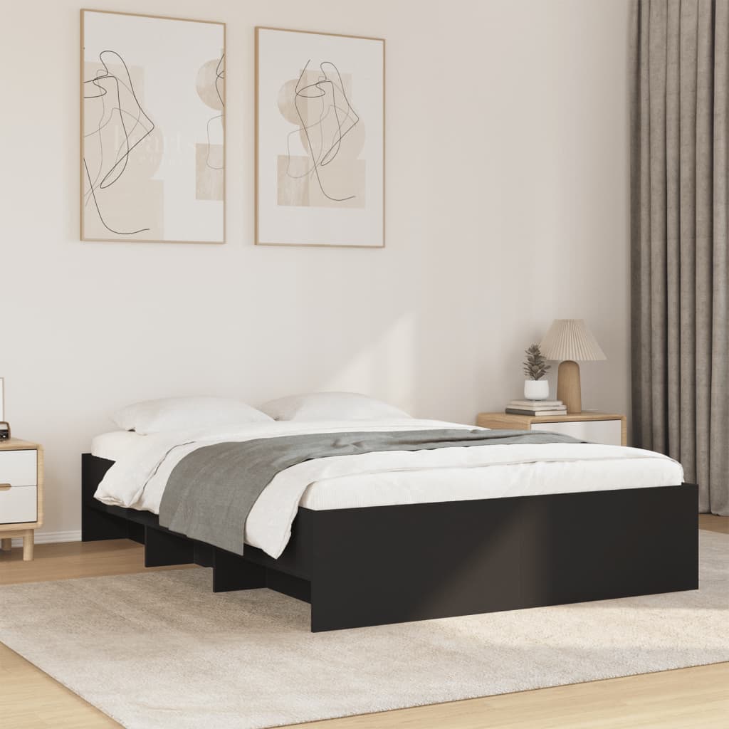 Cadre de lit sans matelas noir 140x190 cm bois d'ingénierie