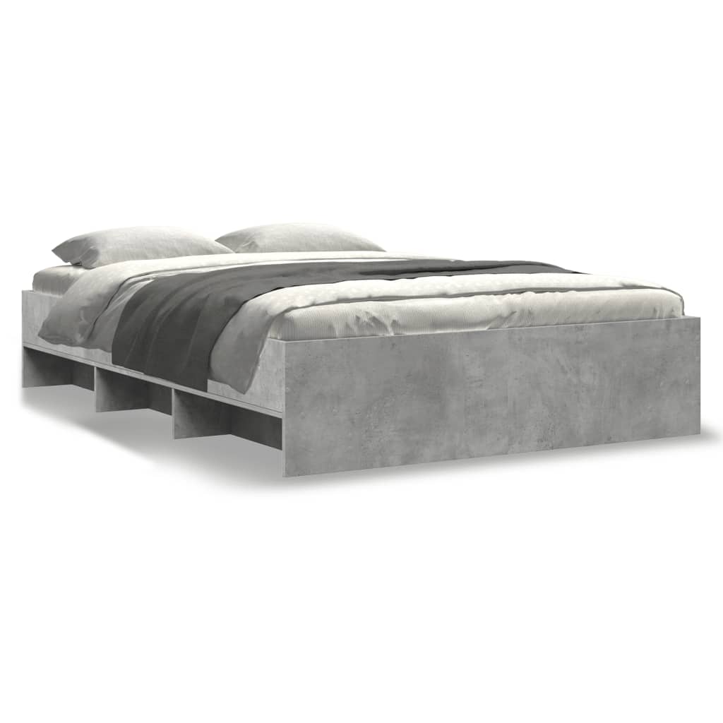 Bed frame without mattress concrete gray 140x190 cm engineered wood