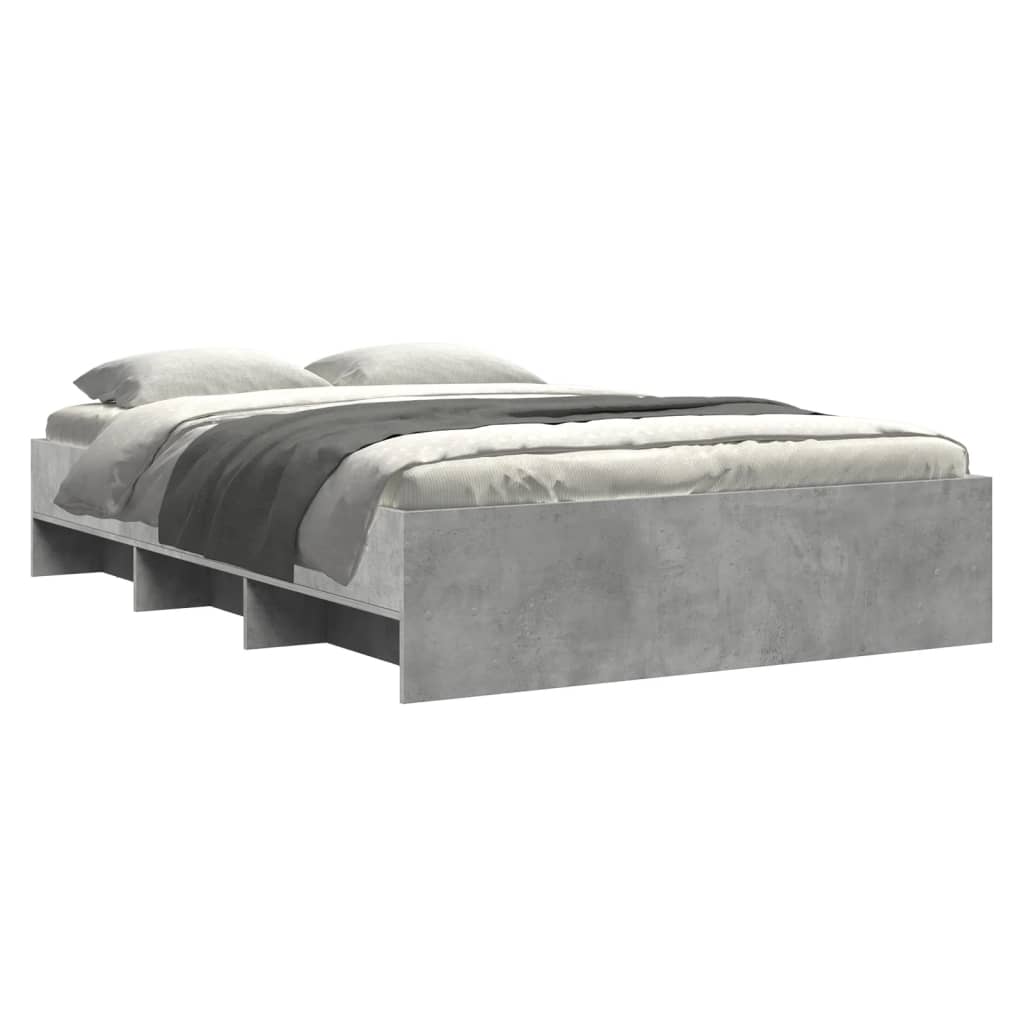 Bed frame without mattress concrete gray 140x190 cm engineered wood