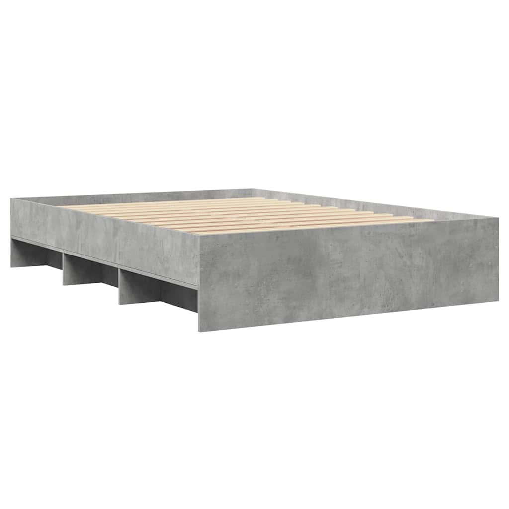 Bed frame without mattress concrete gray 140x190 cm engineered wood