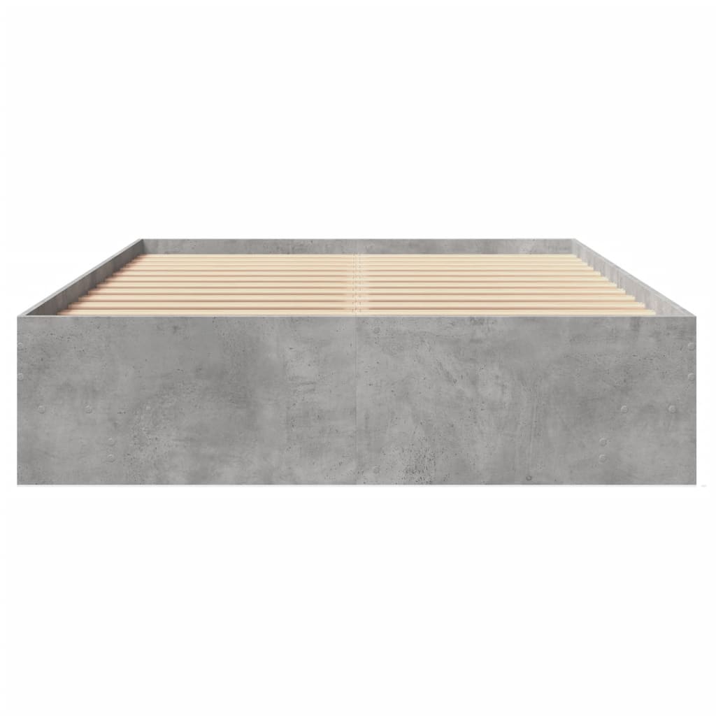 Bed frame without mattress concrete gray 140x190 cm engineered wood