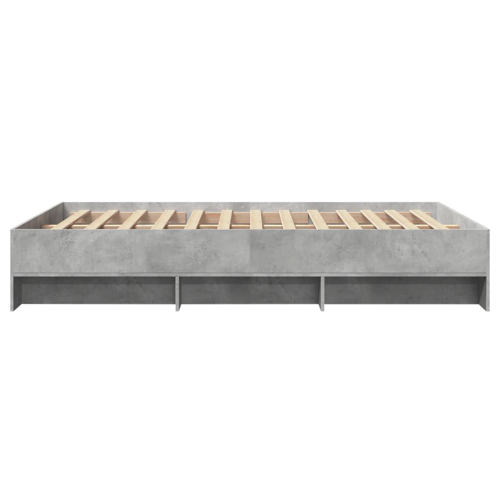 Bed frame without mattress concrete gray 140x190 cm engineered wood