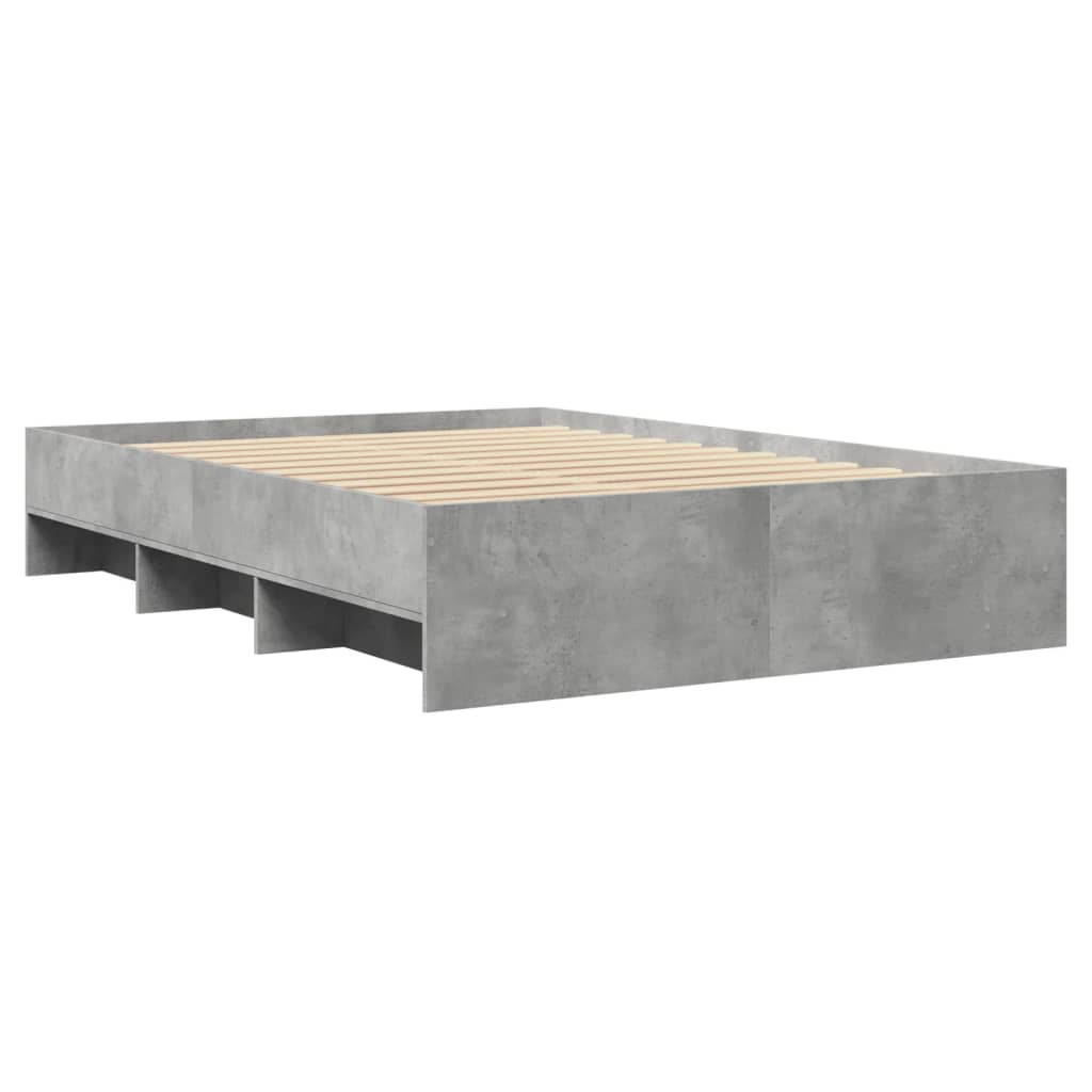 Bed frame without mattress concrete gray 140x190 cm engineered wood