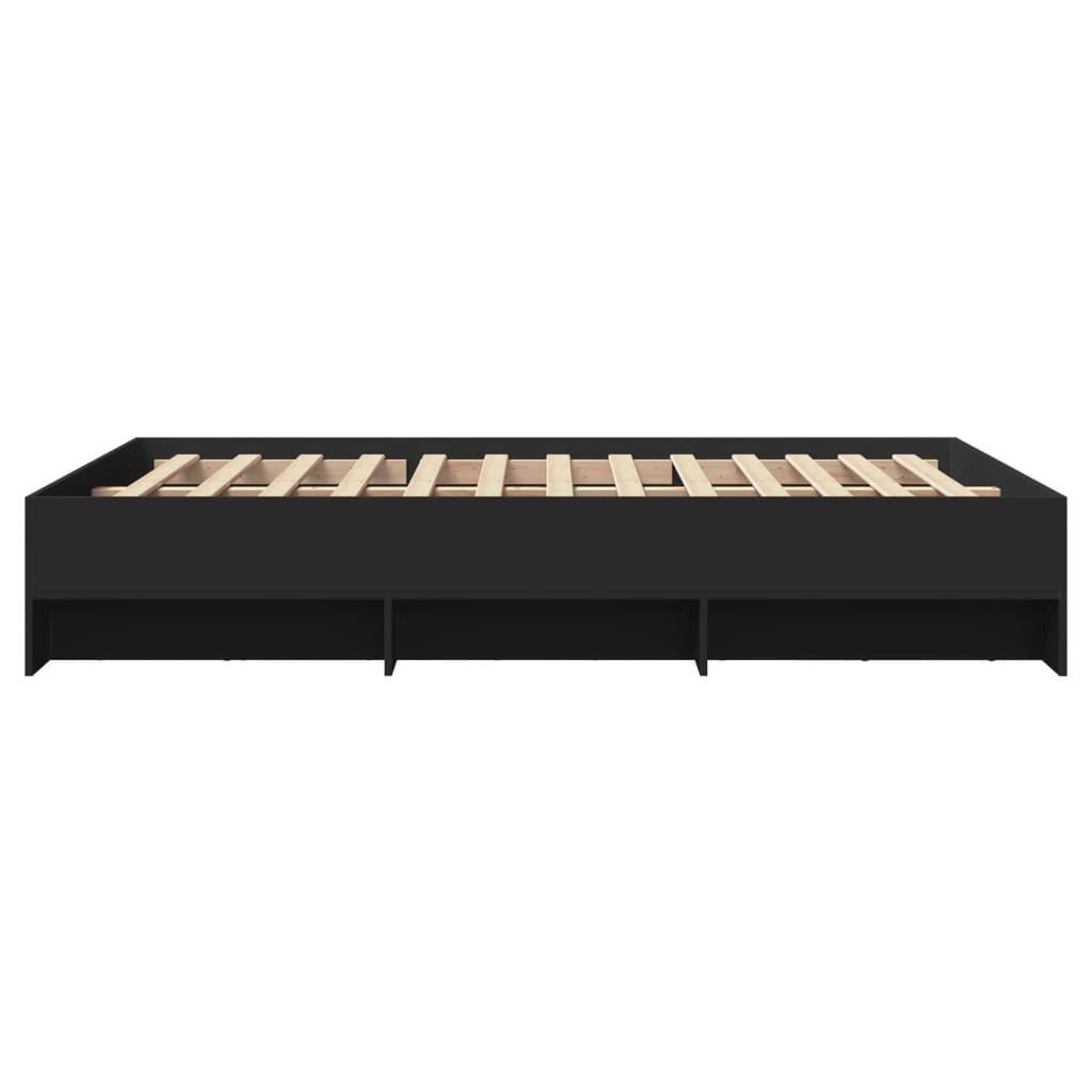 Bed frame without mattress black 135x190 cm engineered wood