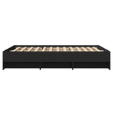 Bed frame without mattress black 135x190 cm engineered wood