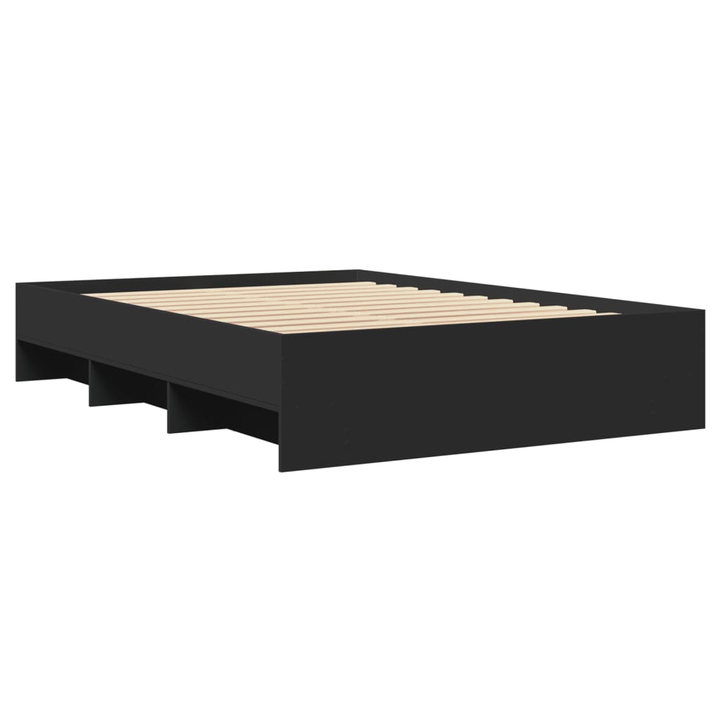 Bed frame without mattress black 135x190 cm engineered wood